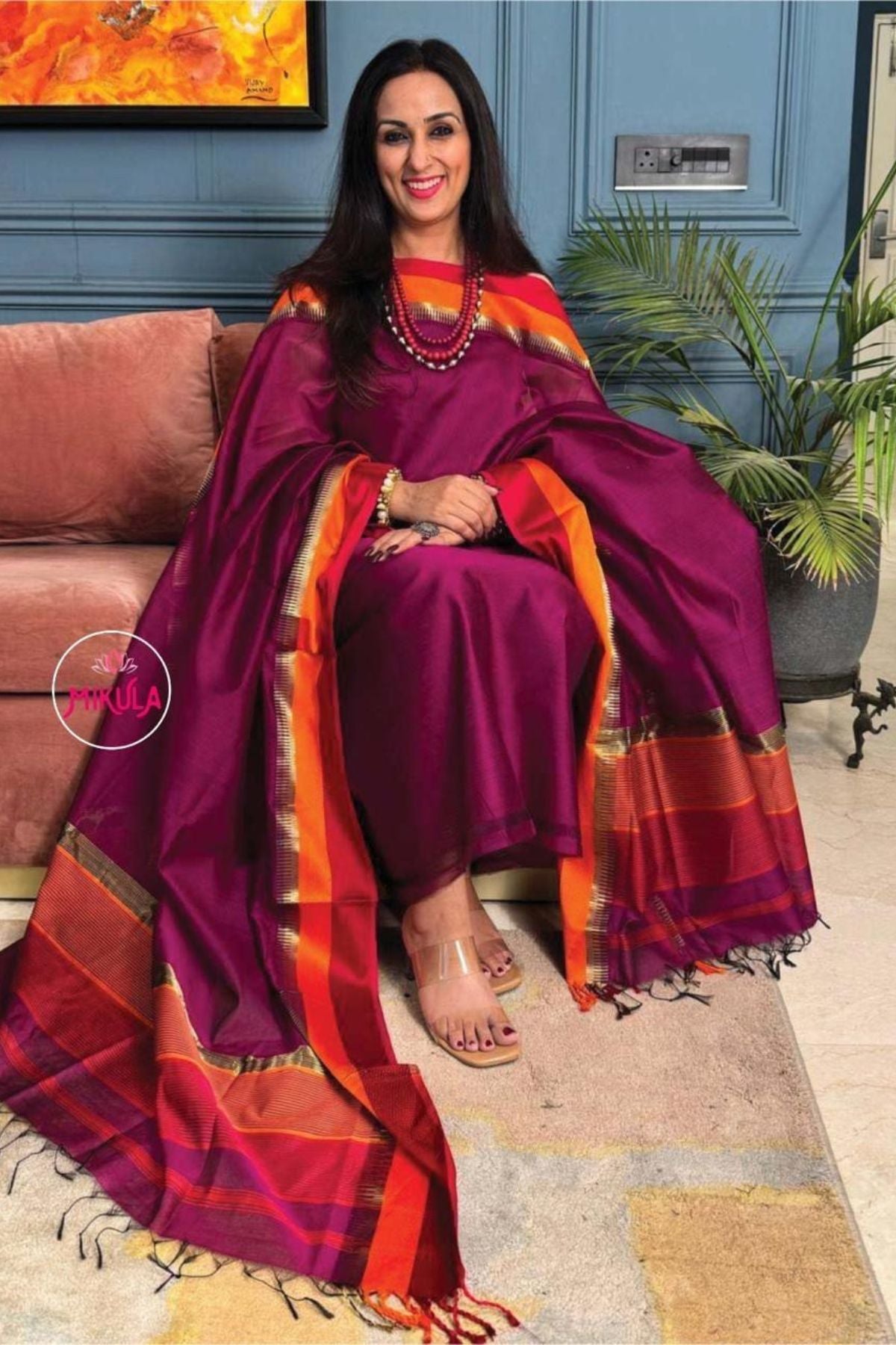 Maheshwari silk by cotton kurta dupatta set